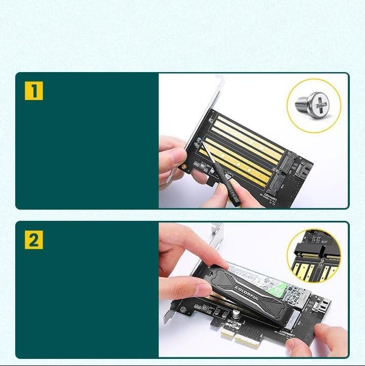 UGREEN M.2 NVMe + M.2 SATA إلى PCI-E 3.0 X 4 – بطاقة PCI express /70504 - متجر نصر