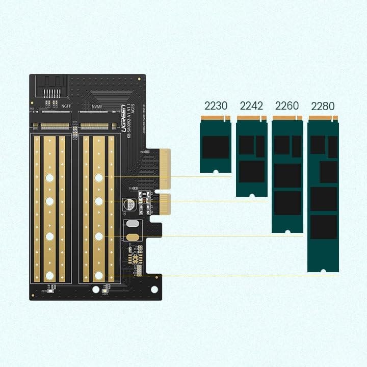 UGREEN M.2 NVMe + M.2 SATA إلى PCI-E 3.0 X 4 – بطاقة PCI express /70504 - متجر نصر
