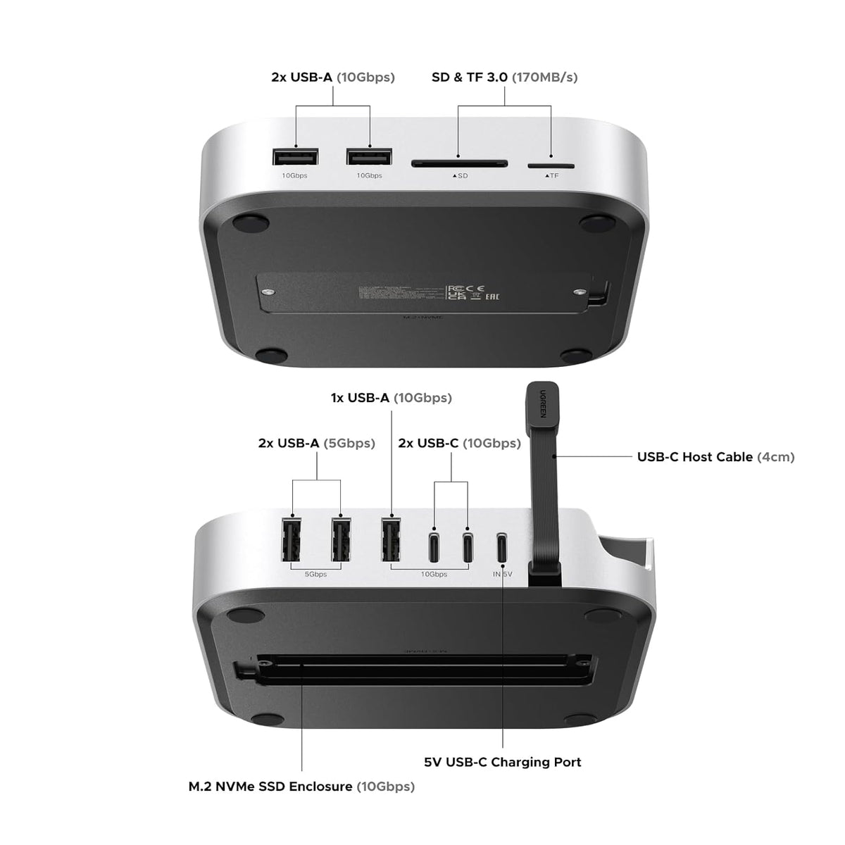 UGREEN Mac mini M4 قاعدة إرساء مع NVMe SSD ومنافذ USB A و USB C | 65487 - متجر نصر