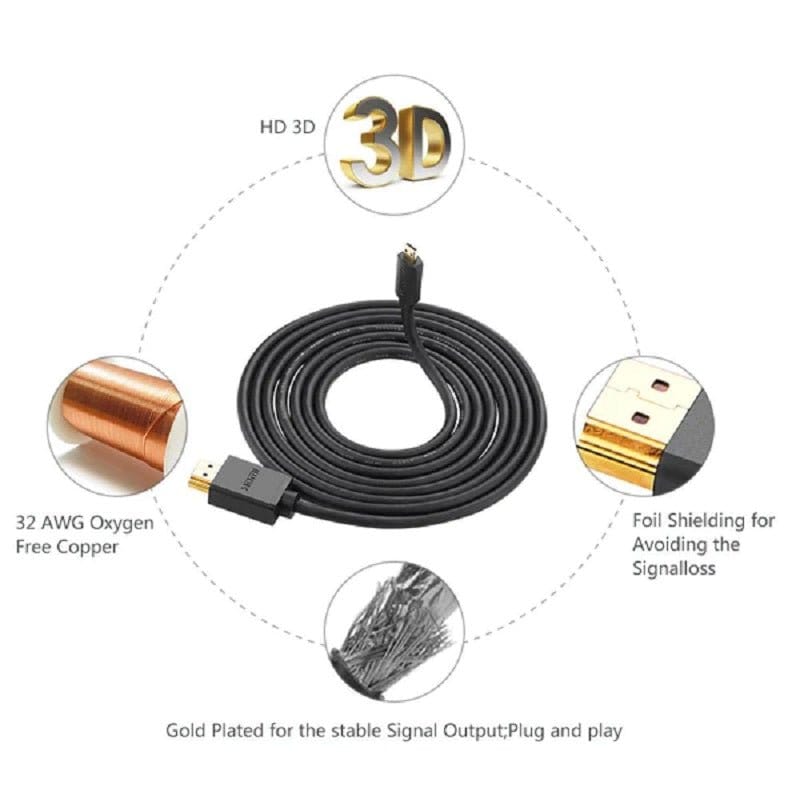 كابل يو جرين مايكرو HDMI إلى HDMI بطول 1.5 متر أسود / HD127 - متجر نصر