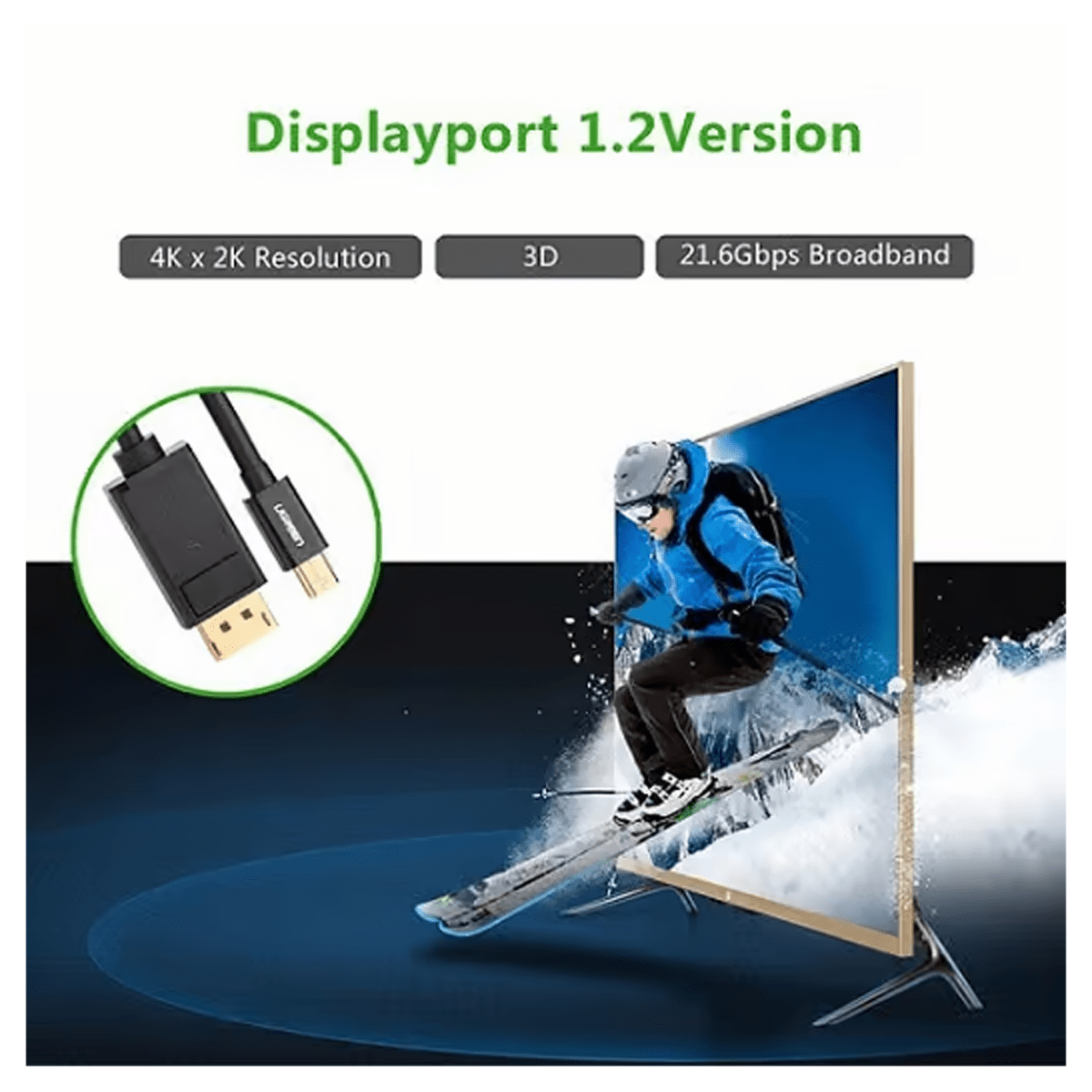 UGREEN Mini DisplayPort to DisplayPort Cable - 1.5M | 10477 - متجر نصر