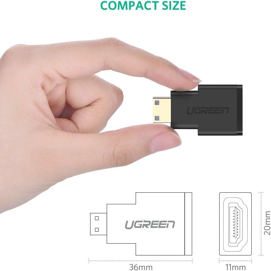 محول ميني HDMI ذكر إلى HDMI أنثى من UGREEN (أسود) / 20101 - متجر نصر