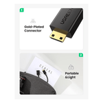 UGREEN Accessories UGREEN Mini HDMI Male to HDMI Female Adapter Cable 22cm (Black) / 20137