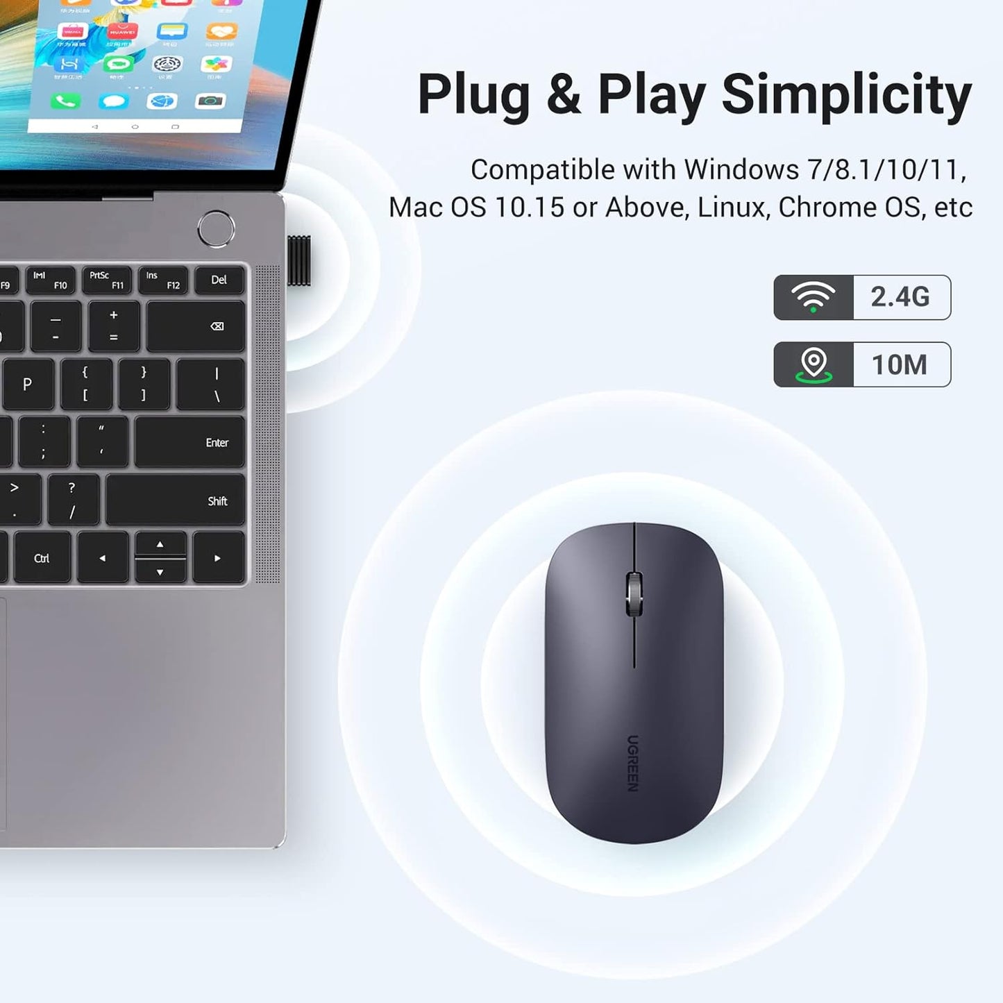UGREEN Portable Wireless Mouse 2.4GHZ Ultra Slim |MU001 - متجر نصر