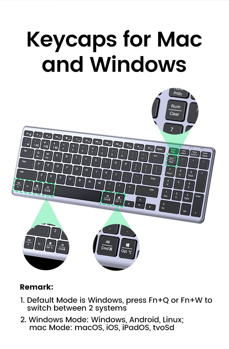UGREEN Ultra Slim Wireless and Bluetooth Keyboard – KU005 / 15258 - متجر نصر