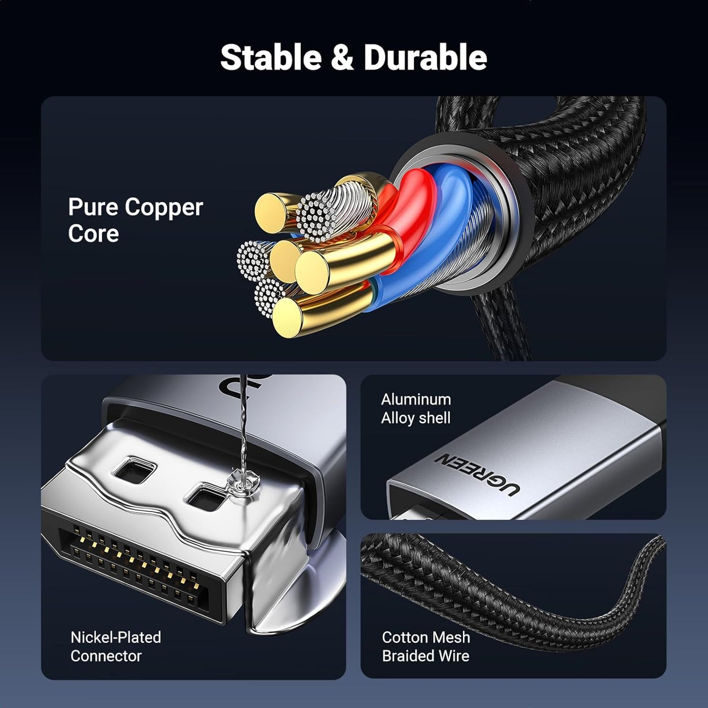 كابل UGREEN أحادي الاتجاه من منفذ العرض إلى HDMI بدقة 4K ومعدل تحديث 60 هرتز / DP119 - متجر نصر