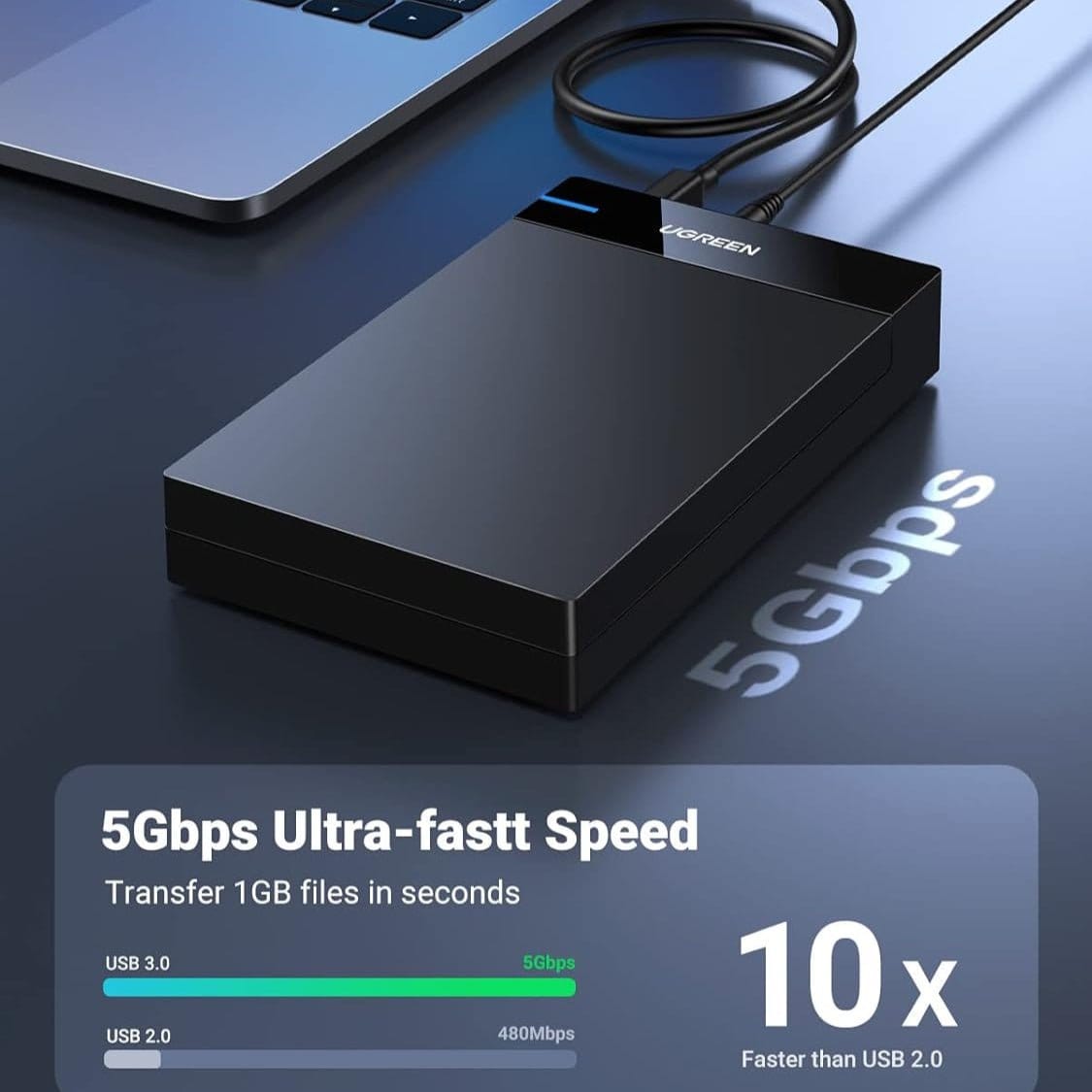 صندوق قرص صلب UGREEN USB 3.0 مقاس 3.5 بوصة، قابس أوروبي | 50422 - متجر نصر