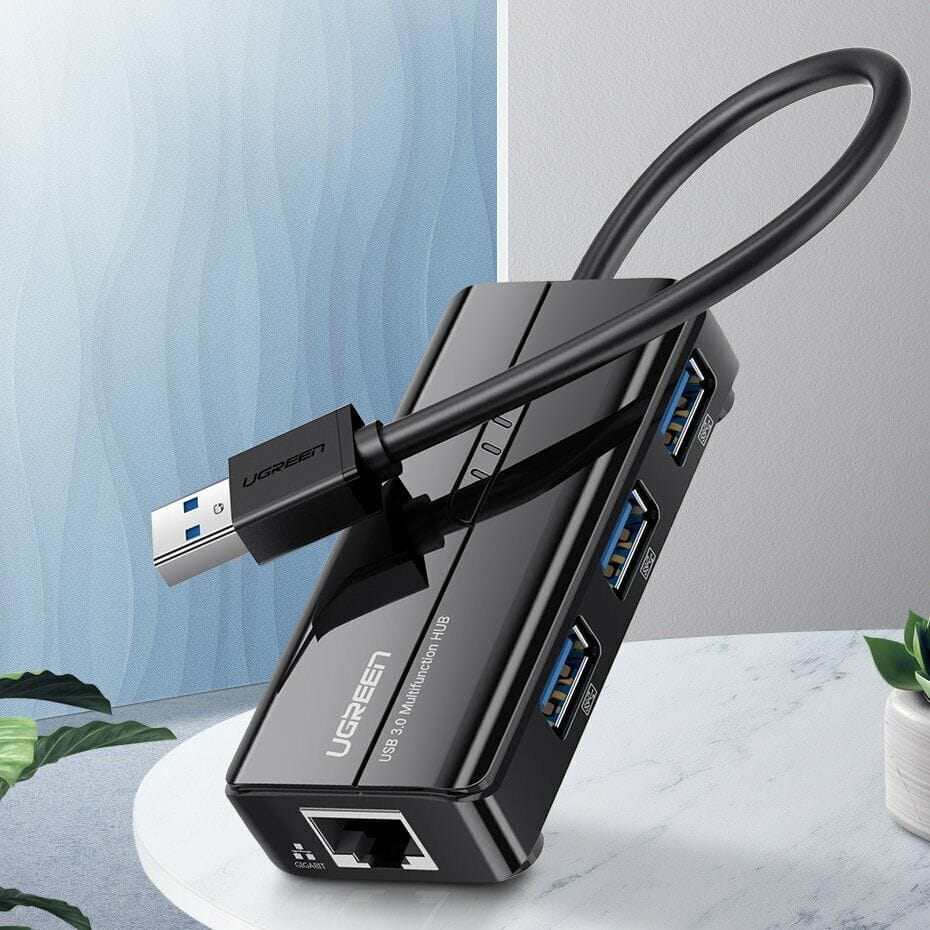 موزع USB 3.0 من يوجرين مع محول جيجا ايثرنت  / 20265 - متجر نصر