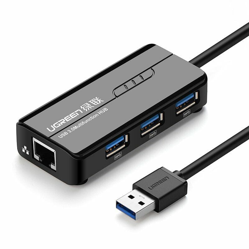 موزع USB 3.0 من يوجرين مع محول جيجا ايثرنت  / 20265 - متجر نصر
