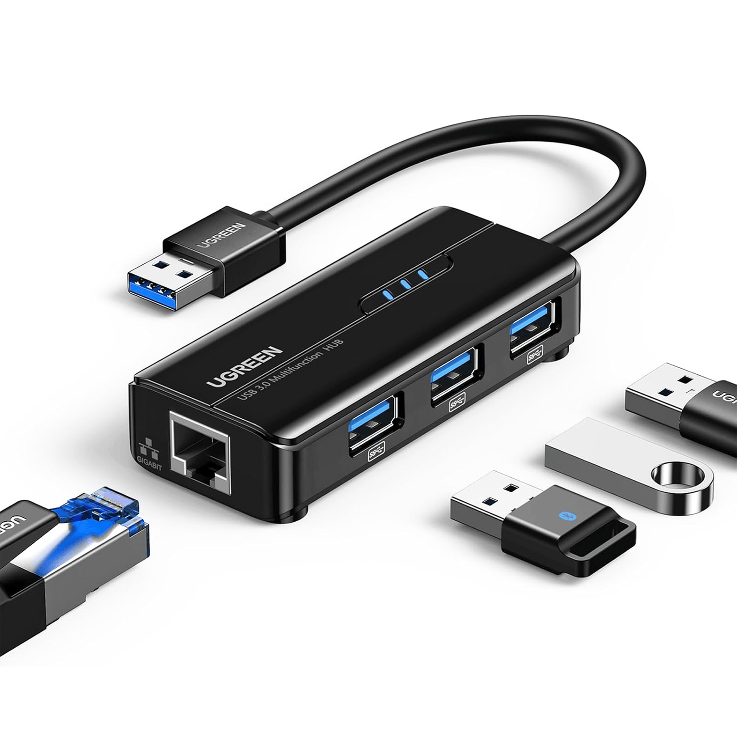موزع USB 3.0 من يوجرين مع محول جيجا ايثرنت  / 20265 - متجر نصر
