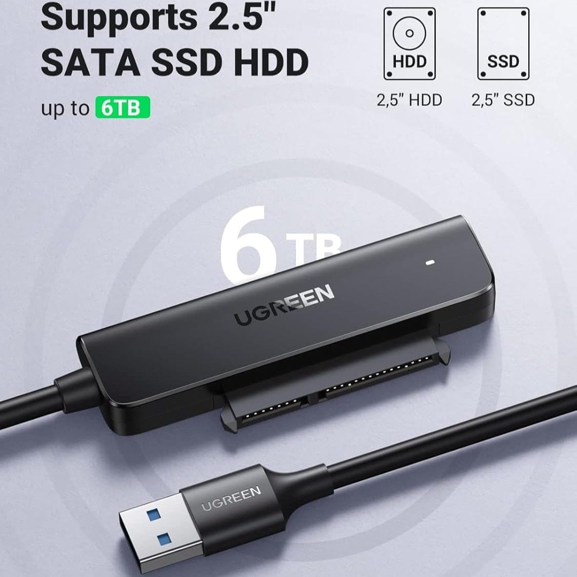 UGREEN USB 3.0 SATA Cable Adapter for SSD and Hard Drives 2.5 Inch External Hard Drive | 70609 - متجر نصر