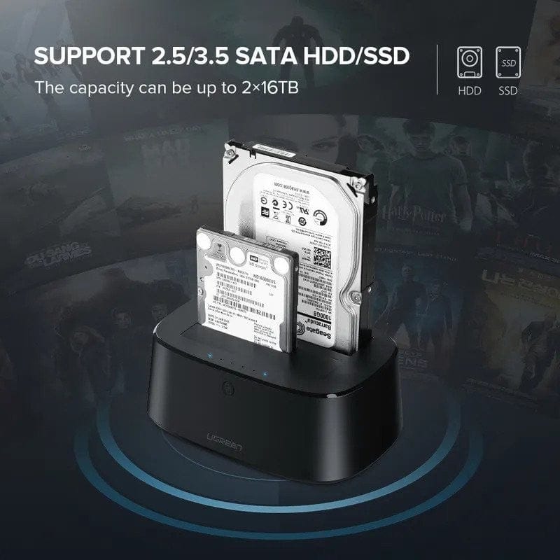 يوجرين - جهاز نسخ الأقراص الصلبة بمنفذ USB 3.0 إلى SATA ثنائي الفتحات - CLONER EU / 50857 - متجر نصر