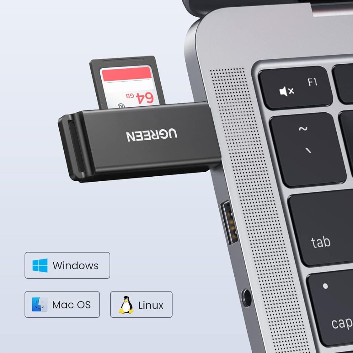 UGREEN USB 3.0 TO TF + SD DUAL CARD READER (BLACK) / 40752 - متجر نصر