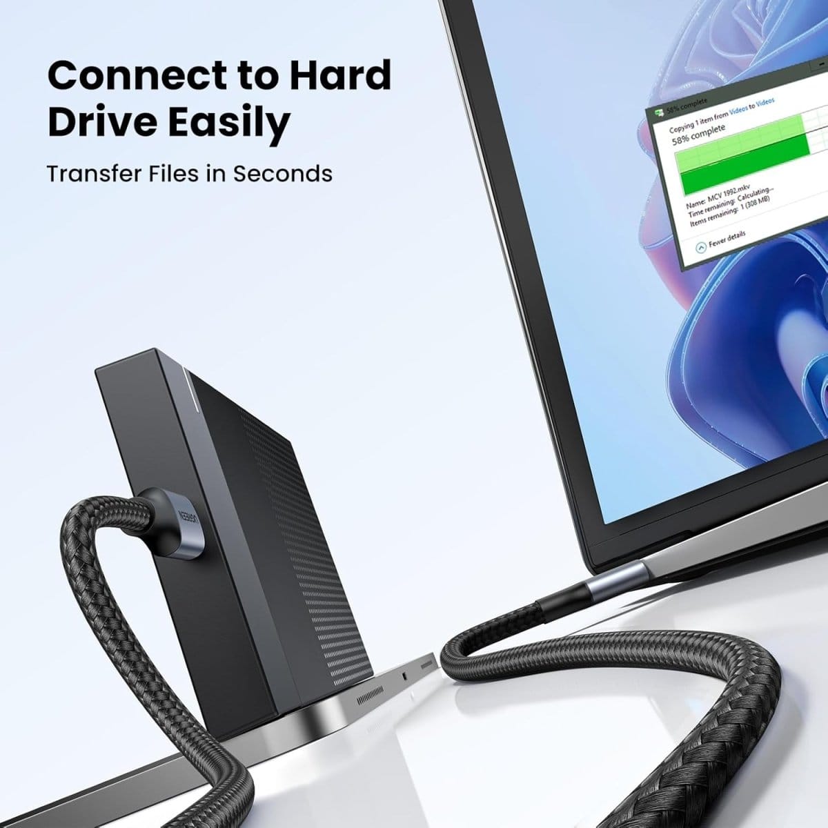 Ugreen USB 3.0 USB-A Male to USB-A Male Alu Case Braided Cable Black / US373 - متجر نصر