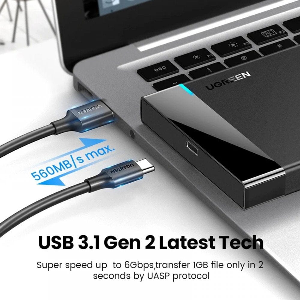 UGREEN USB 3.1 2.5″ Hard Drive Enclosure USB-A to USB-C & USB-C to USB-C Cables| 60735 - متجر نصر