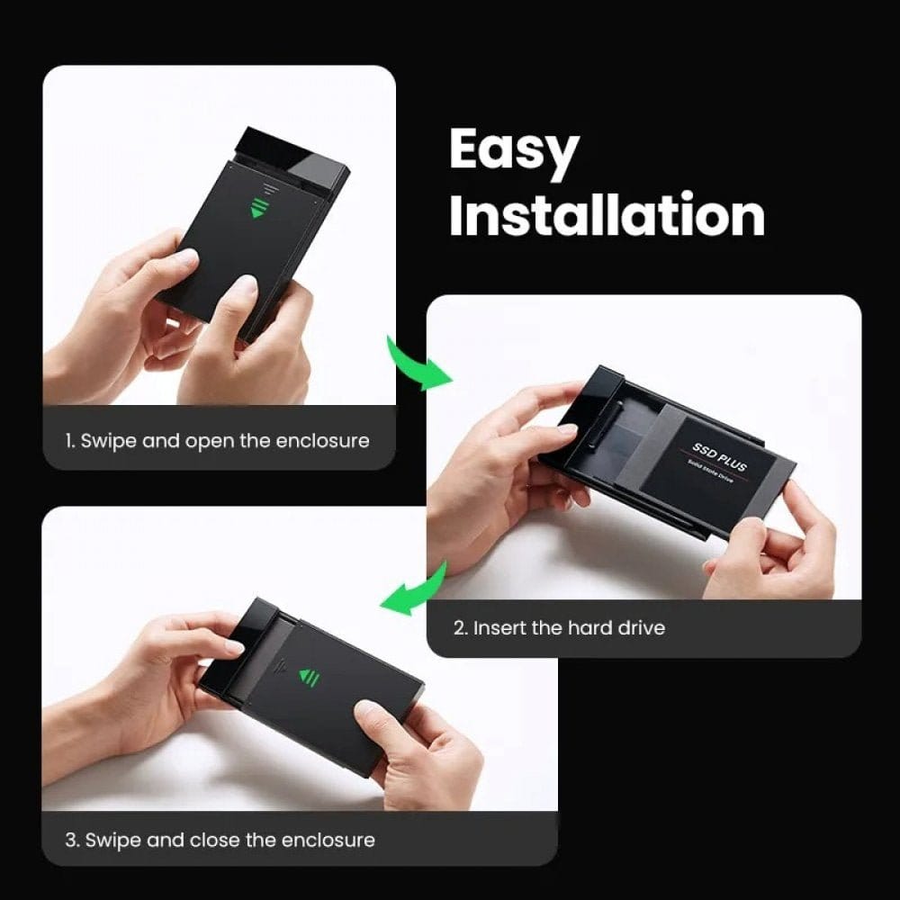 UGREEN USB 3.1 2.5″ Hard Drive Enclosure USB-A to USB-C & USB-C to USB-C Cables| 60735 - متجر نصر