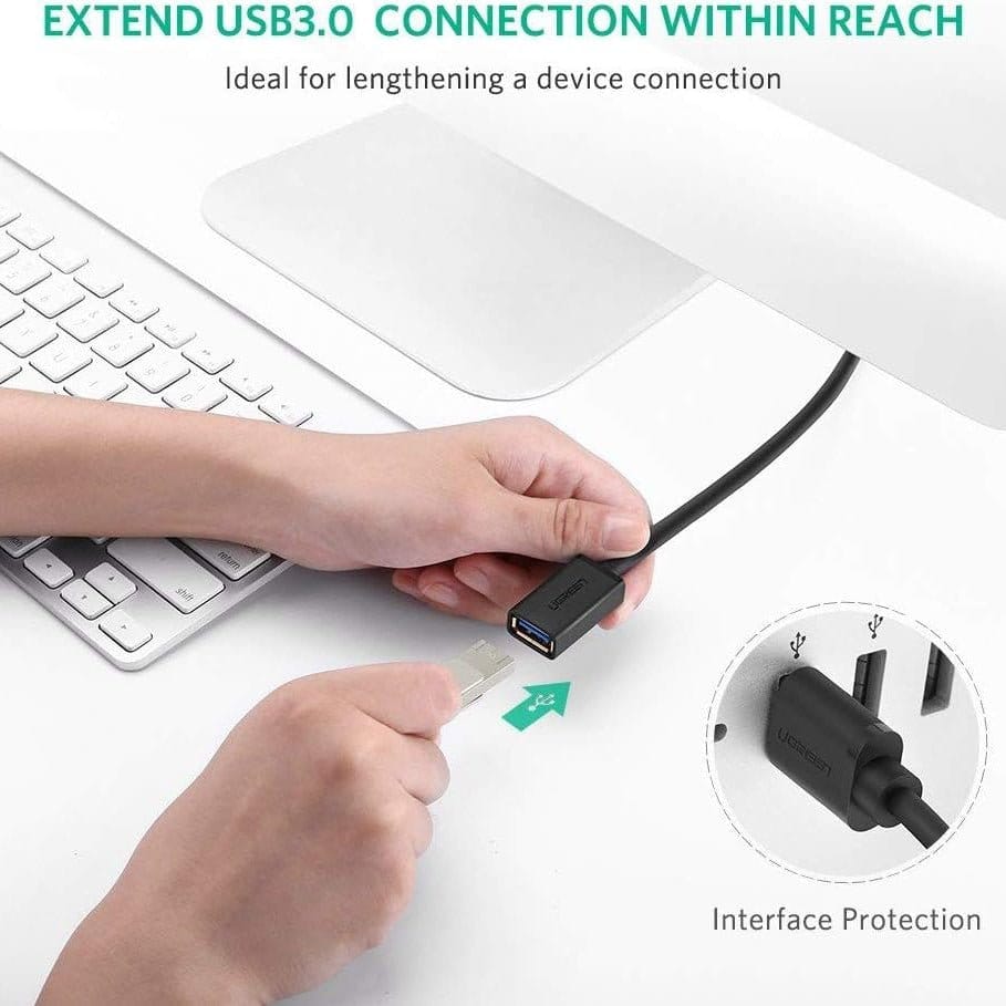 كابل تمديد محول USB-A (ذكر) - USB-A (أنثى) من Ugreen USB 3.0 5Gb/s / US129 - متجر نصر