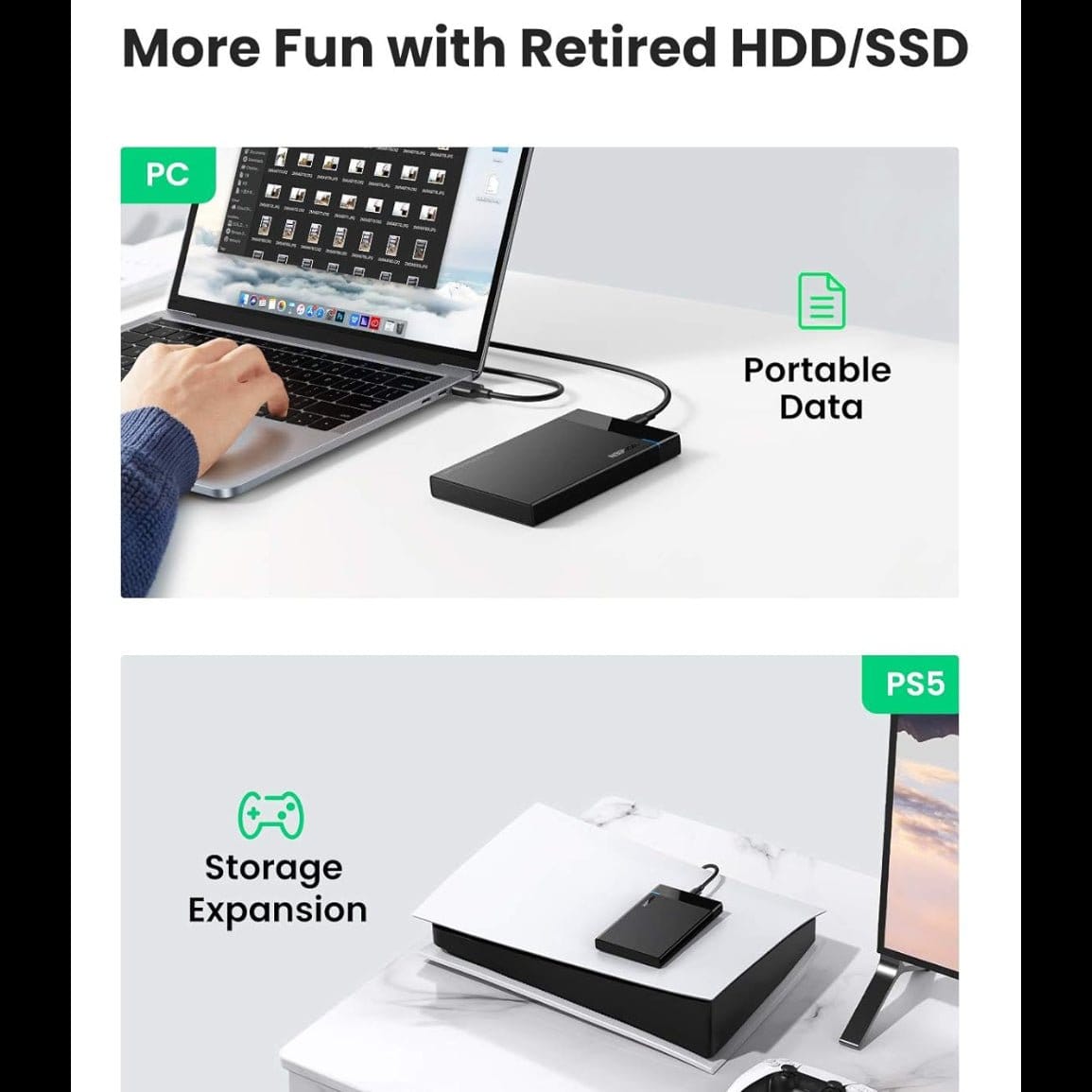 علبة القرص الصلب 2.5 بوصة | UGREEN USB C 2.5 SATA III | 50743 - متجر نصر