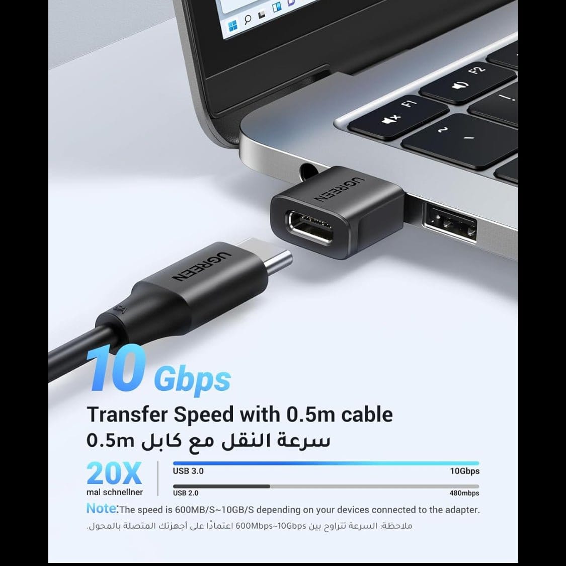 مجموعة محولات يوجرين USB-C أنثى إلى USB-A ذكر (عبوة من قطعتين - عبوة من 3 قطع) / US701 - متجر نصر