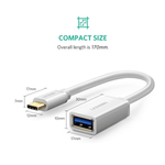 UGREEN Accessories UGREEN USB-C Male To USB 3.0 A Female OTG Cable 15cm (White) 30702