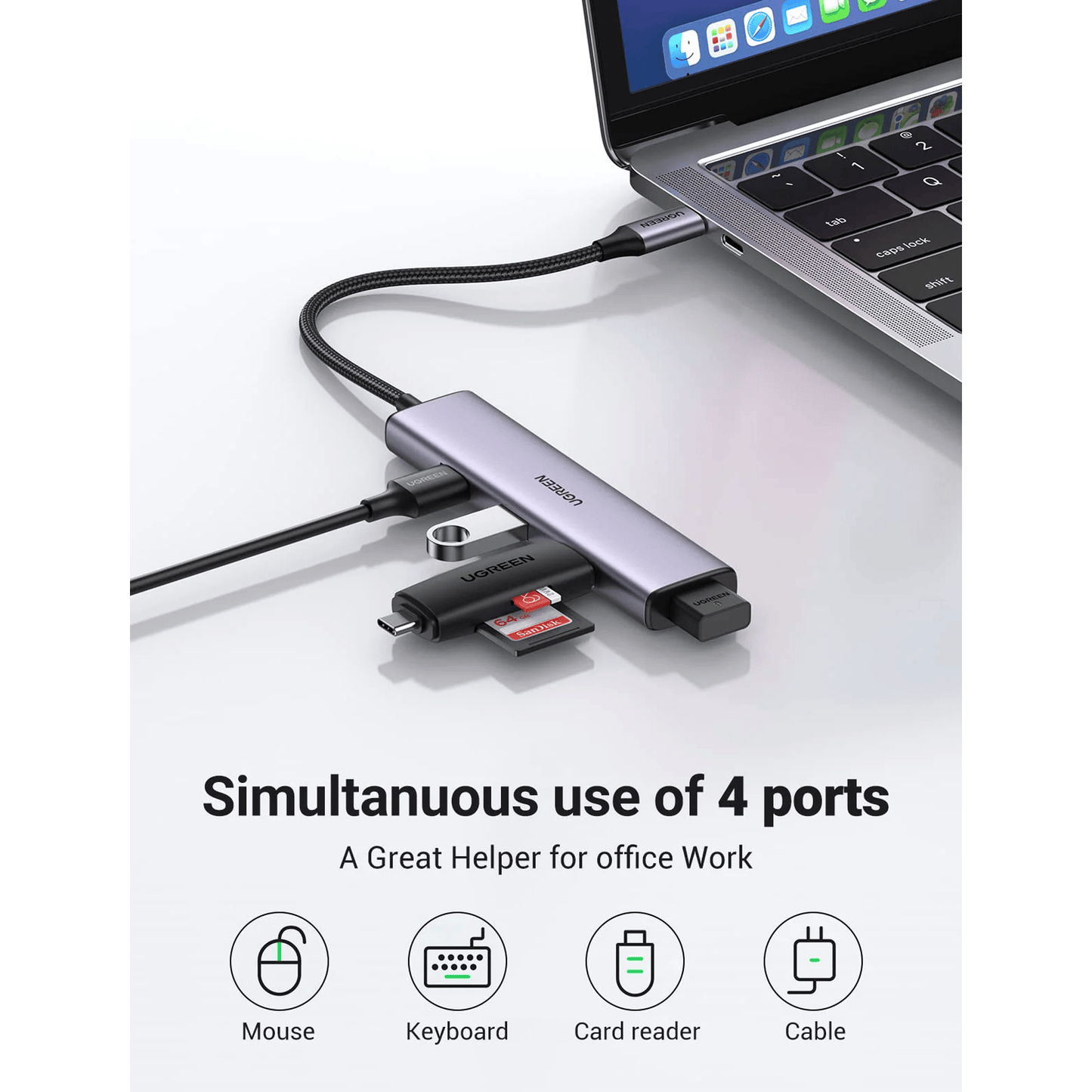 UGREEN USB-C to 4-Port USB 3.0 Hub up to 5Gpbs Without Power Port | 20841 - متجر نصر