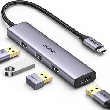 UGREEN Accessories UGREEN USB-C to 4-Port USB 3.0 Hub up to 5Gpbs Without Power Port | 20841