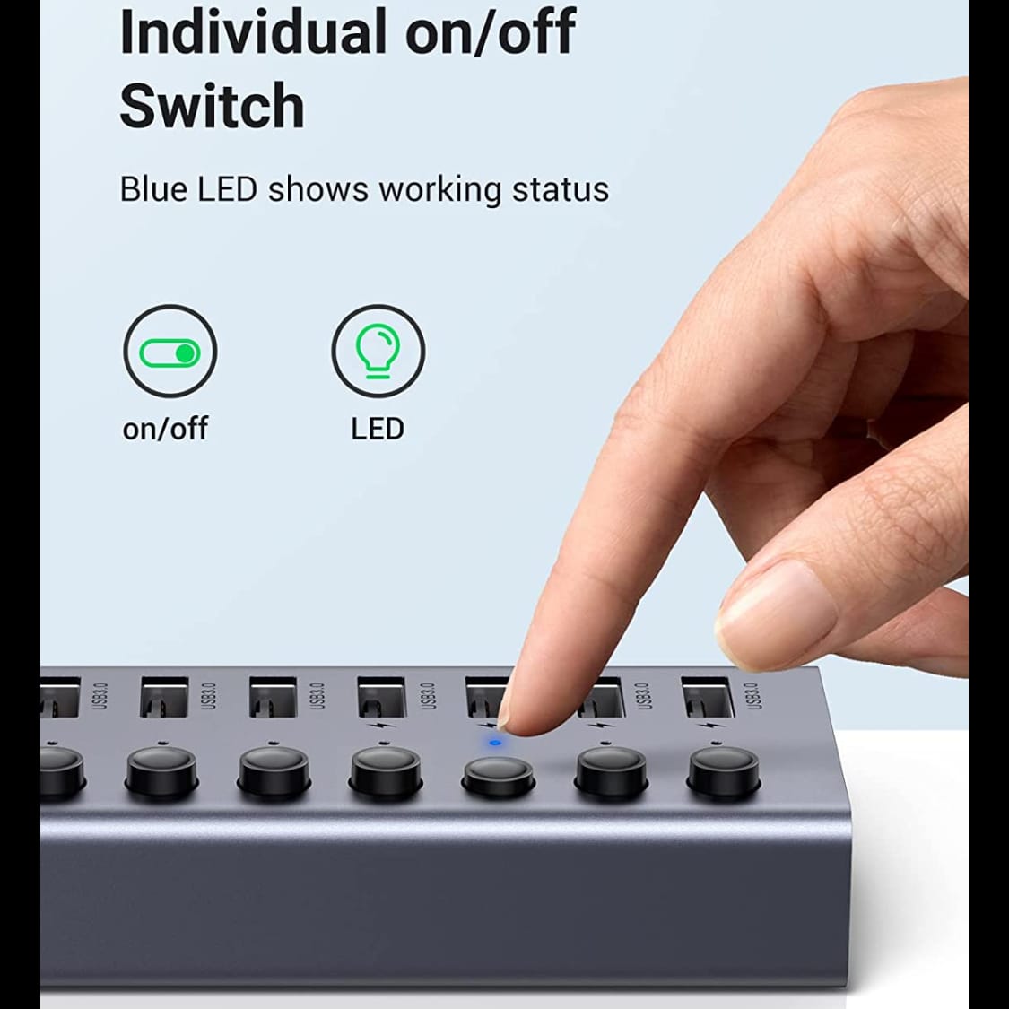 UGREEN USB-C to 7-Port USB-A 3.0 Hub DC 12V EU | 90307 - متجر نصر