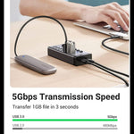 UGREEN Accessories UGREEN USB-C to 7-Port USB-A 3.0 Hub DC 12V EU | 90307
