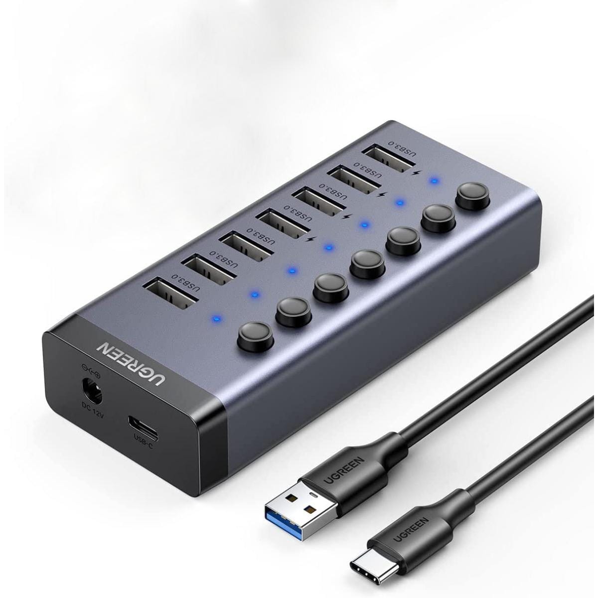 UGREEN USB-C to 7-Port USB-A 3.0 Hub DC 12V EU | 90307 - متجر نصر