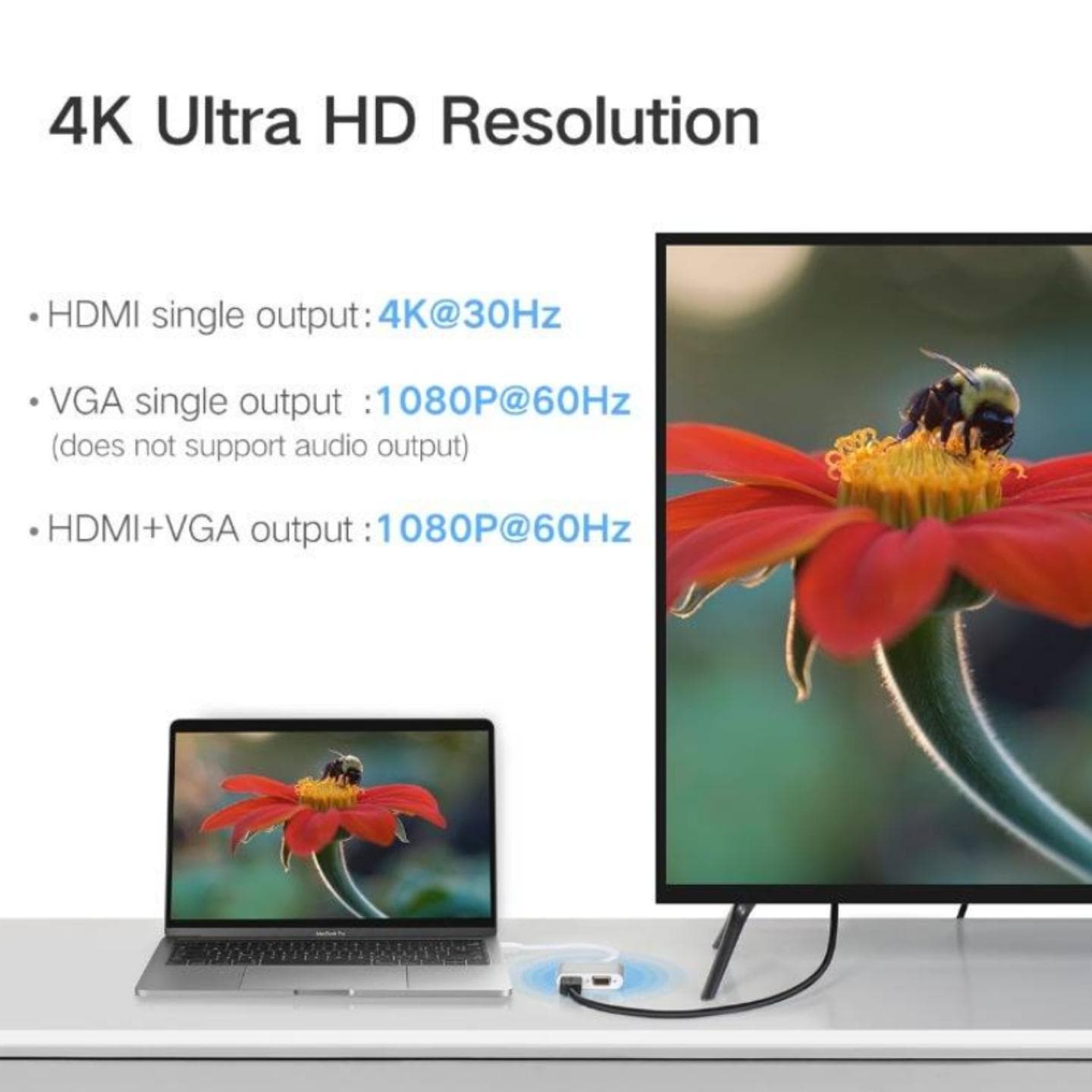 UGREEN USB-C to HDMI + VGA Adapter with PD (Space Gray) (simultaneously use)|50505 - متجر نصر