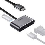 UGREEN Accessories UGREEN USB-C to HDMI + VGA Adapter with PD (Space Gray) (simultaneously use)|50505