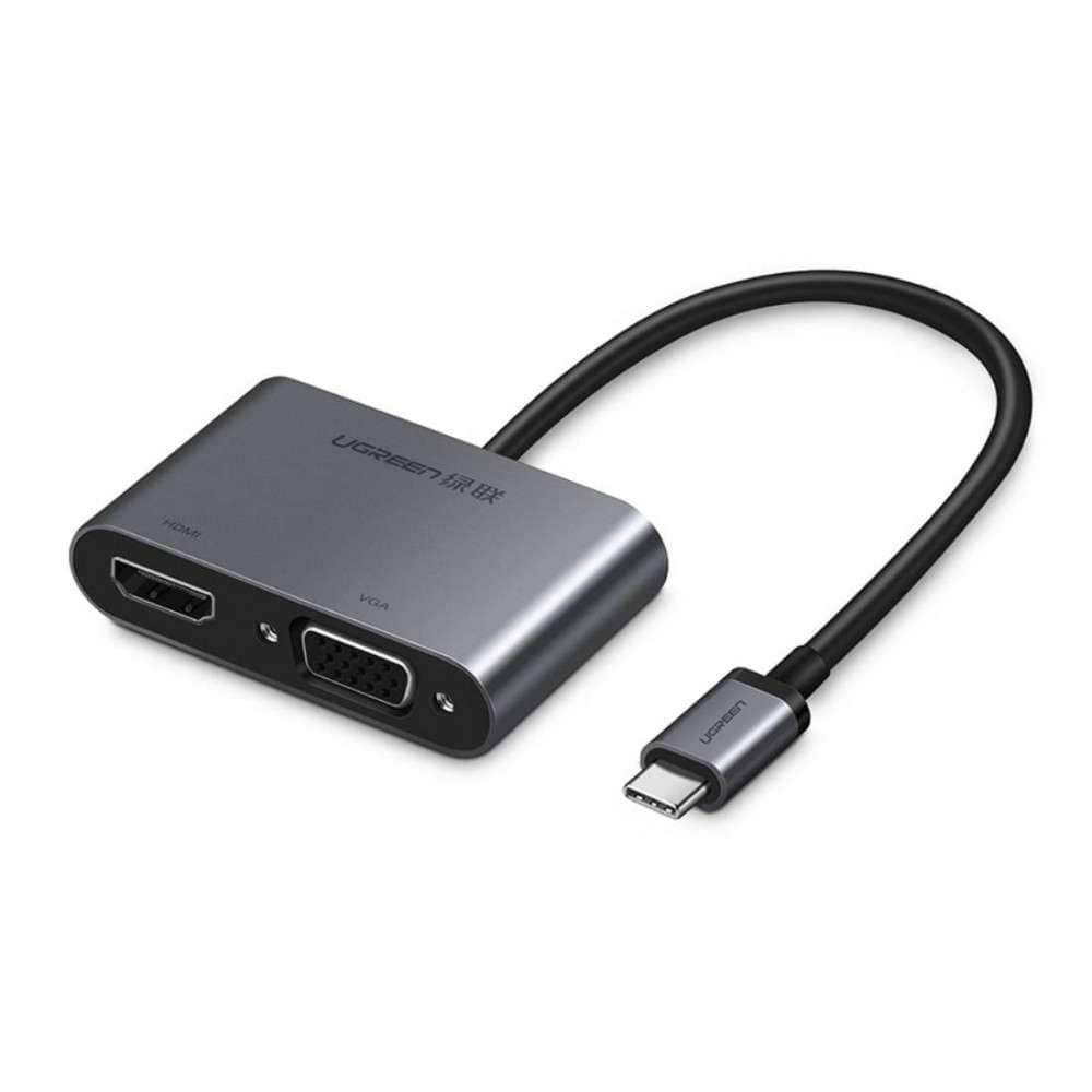 UGREEN USB-C to HDMI + VGA Adapter with PD (Space Gray) (simultaneously use)|50505 - متجر نصر