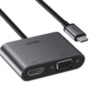 UGREEN Accessories UGREEN USB-C to HDMI + VGA Adapter with PD (Space Gray) (simultaneously use)|50505