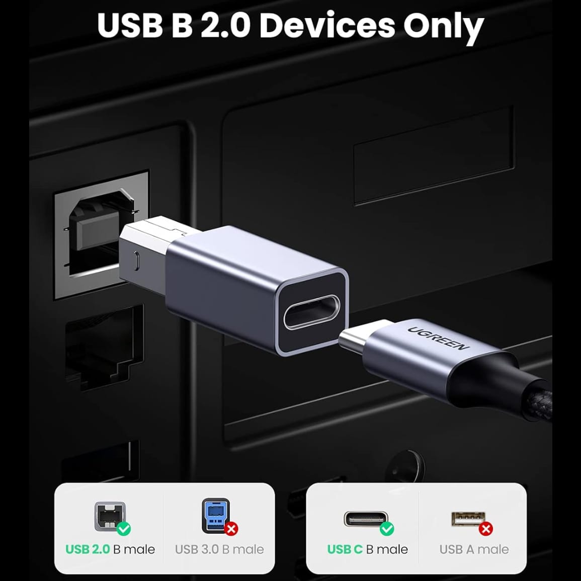 UGREEN USB-C to Printer Adapter USB B/M | 20120 - متجر نصر