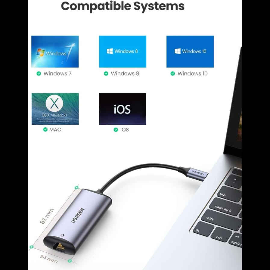 UGREEN USB-C to RJ45 2.5G Ethernet Adapter (Space Gray) | 70446 - متجر نصر