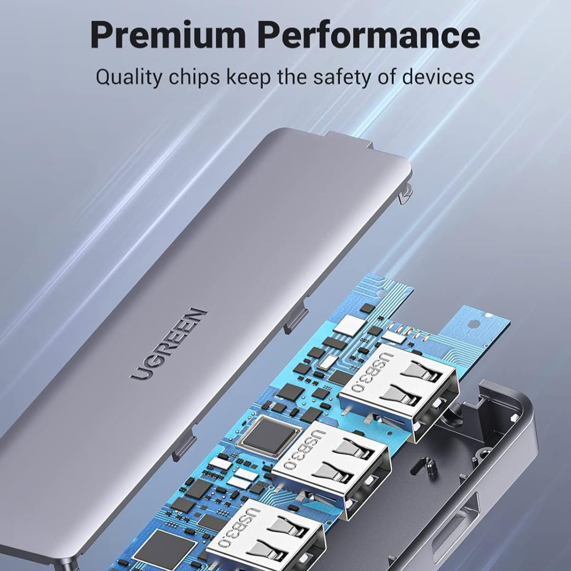 موزع يوجرين تايب سي إلى 4 منافذ USB 3.0 بسرعة تصل إلى 5 جيجابت في الثانية مع مصدر طاقة |70336 - متجر نصر