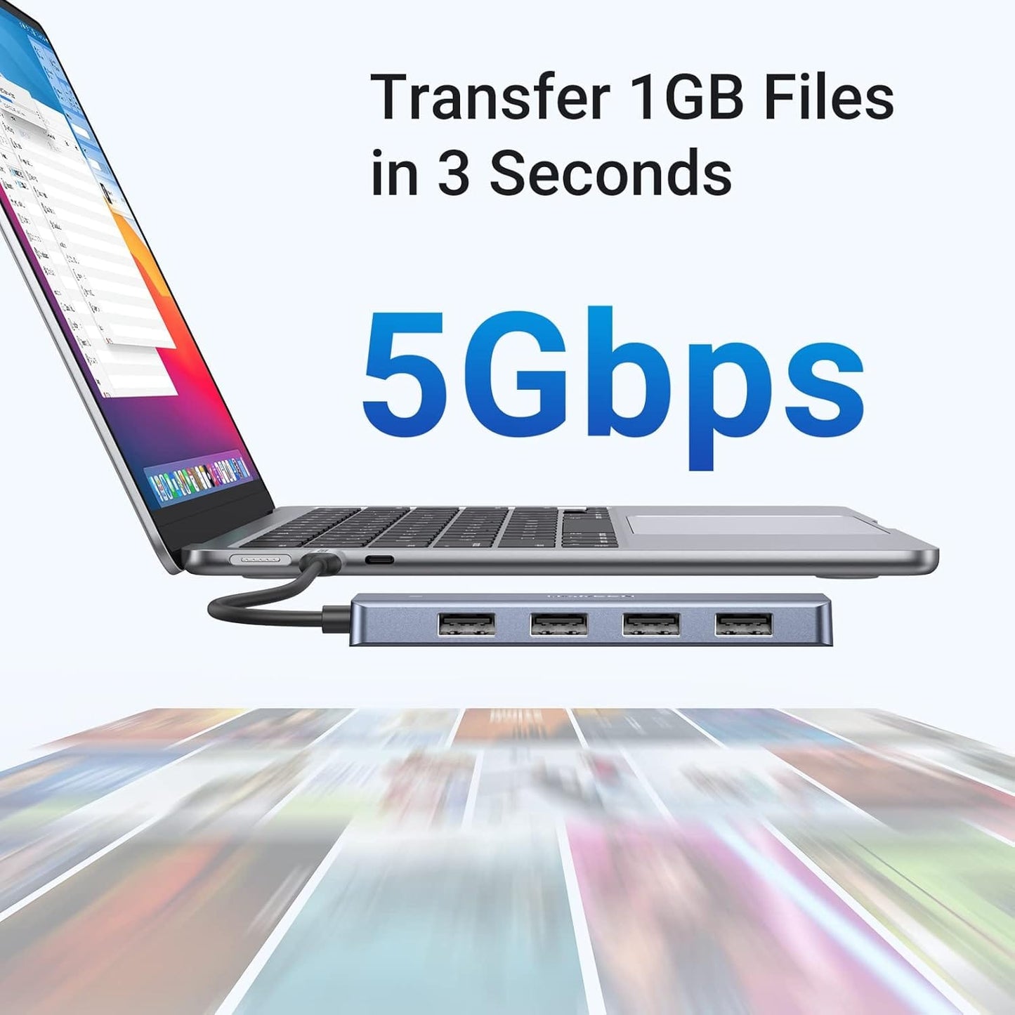 موزع يوجرين تايب سي إلى 4 منافذ USB 3.0 بسرعة تصل إلى 5 جيجابت في الثانية مع مصدر طاقة |70336 - متجر نصر