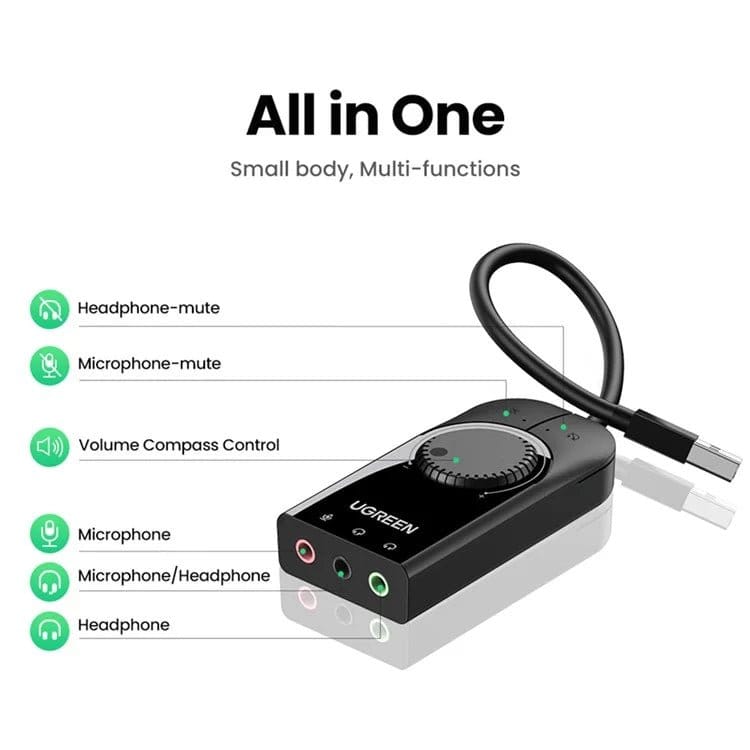 كرت صوت ستيريو خارجي USB من UGREEN CM129 - متجر نصر