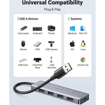 UGREEN Accessories UGREEN USB Hub 3.0, Ultra Slim 4 Port USB 3 Hub with 5Gbps Data Transfer / 50985