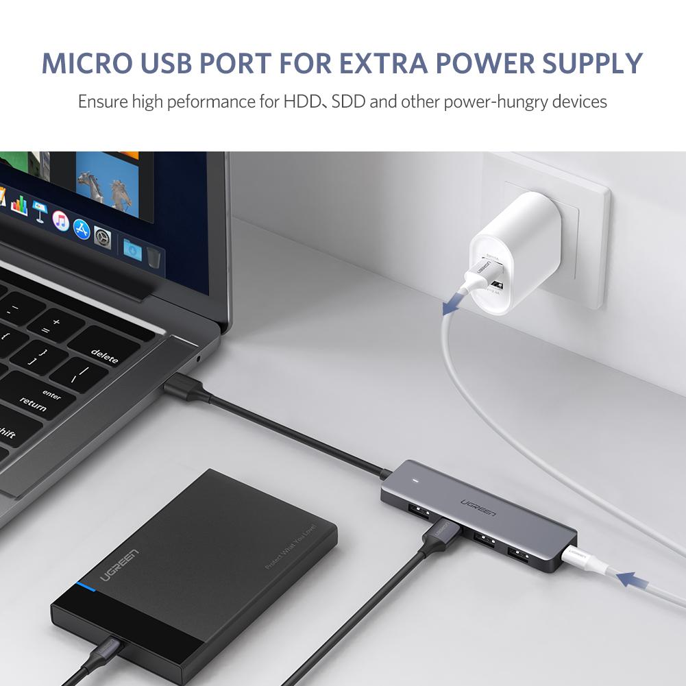 UGREEN USB Hub 3.0, Ultra Slim 4 Port USB 3 Hub with 5Gbps Data Transfer / 50985 - متجر نصر