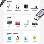 UGREEN Accessories UGREEN USB to 3.5mm Audio Jack USB A Sound Card Adapter /30757