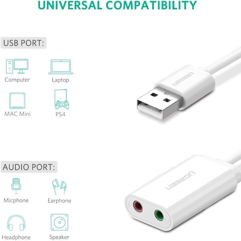UGREEN USB to 3.5mm Headphone Audio Adapter / US205 - متجر نصر