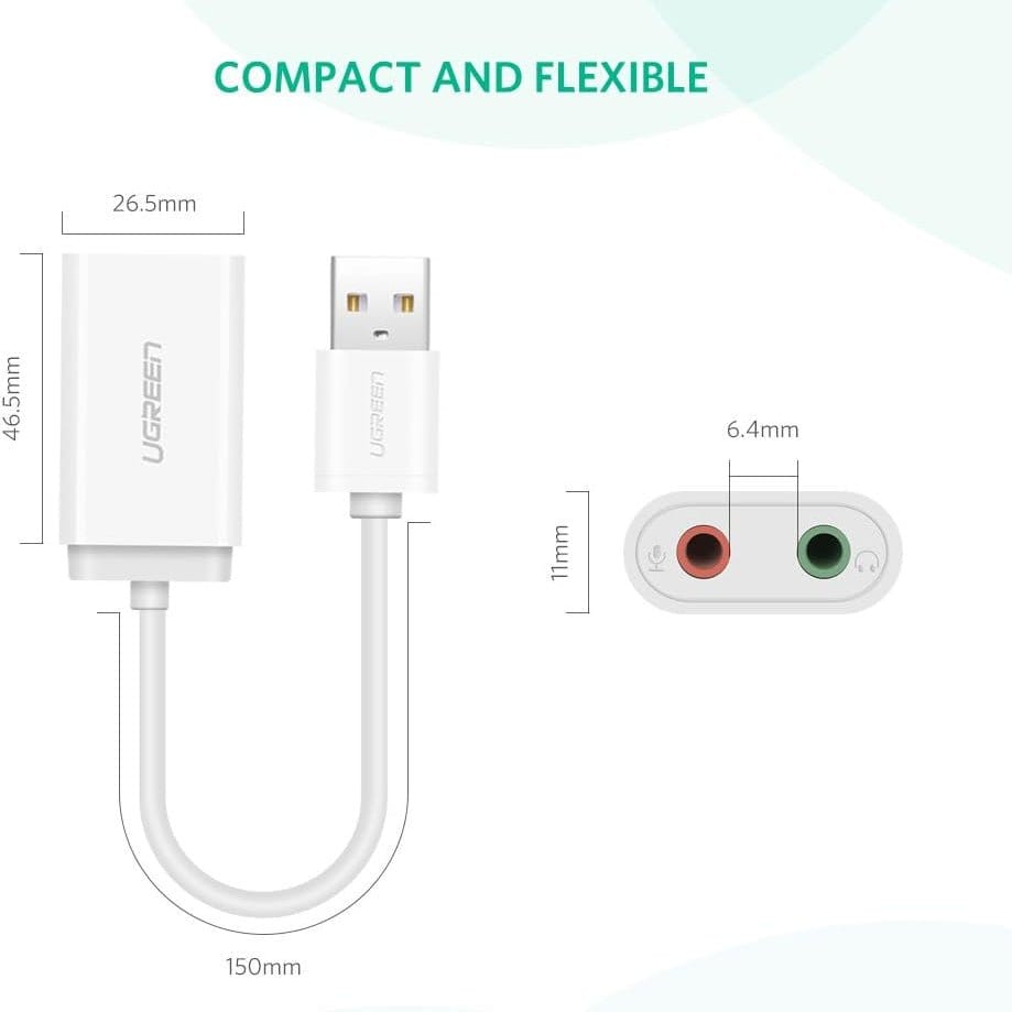 UGREEN USB to 3.5mm Headphone Audio Adapter / US205 - متجر نصر
