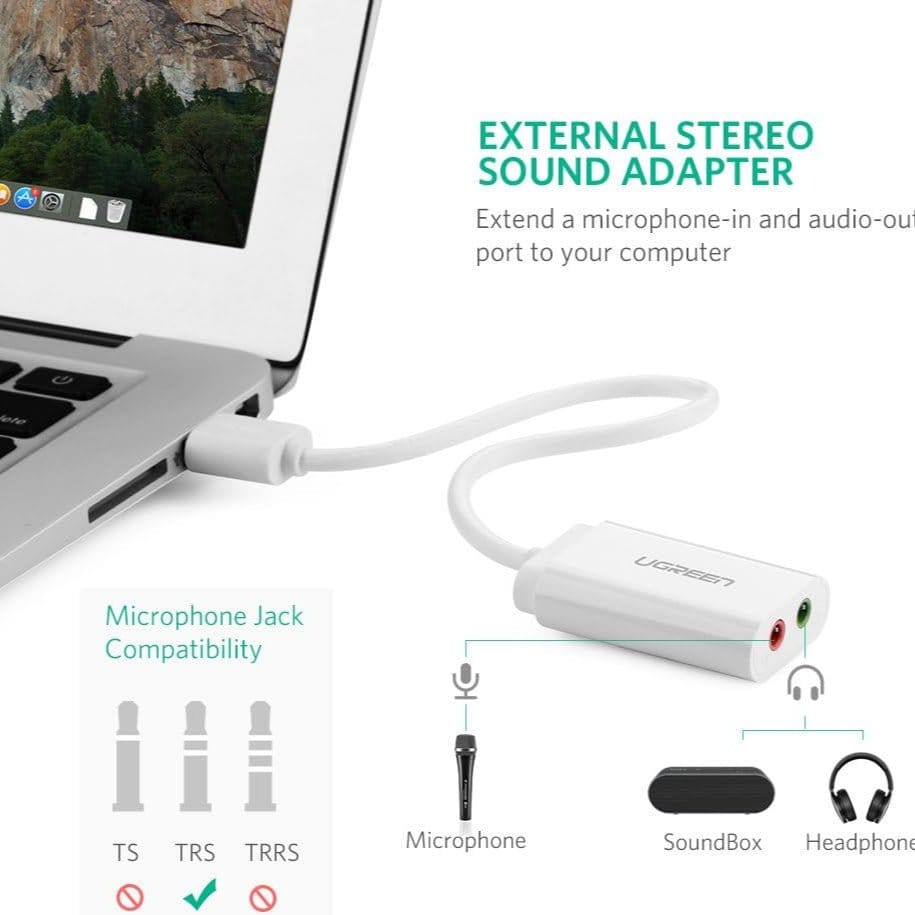 UGREEN USB to 3.5mm Headphone Audio Adapter / US205 - متجر نصر