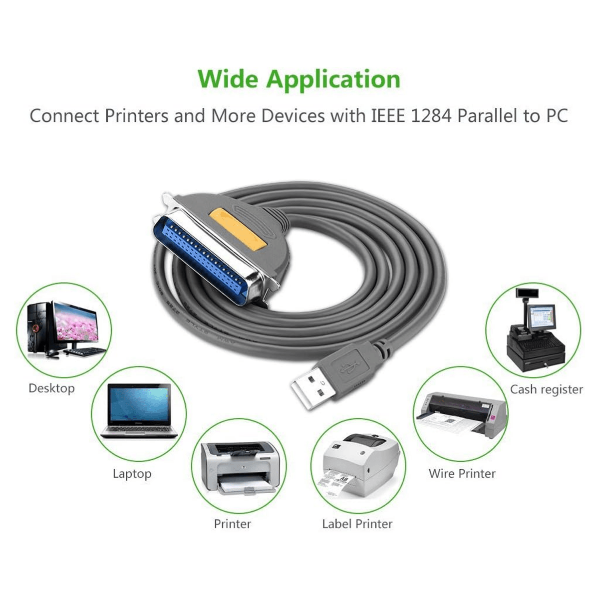 UGREEN USB to IEEE1284 Parallel Printer Cable 2m - 20225 - متجر نصر