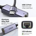 UGREEN Accessories UGREEN USB to RJ45 Ethernet Adapter Aluminum Case (Space Gray) |50922
