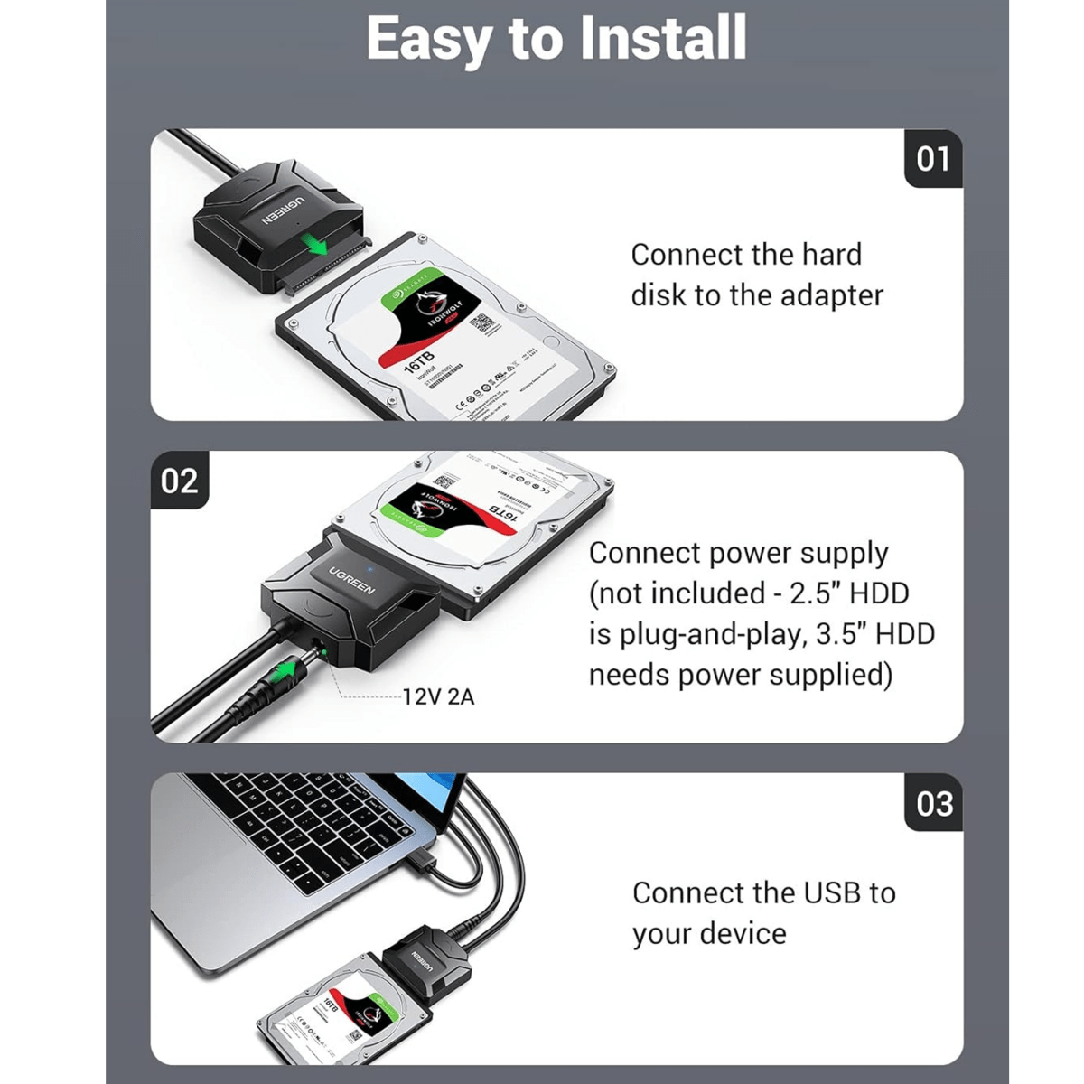 كابل محول القرص الصلب من UGREEN USB إلى SATA (الاتحاد الأوروبي) | 20611 - متجر نصر