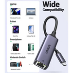 UGREEN Accessories UGREEN USB Type C to 10/100/1000M Ethernet Adapter (Space Gray) |50737