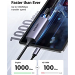 UGREEN Accessories UGREEN USB Type C to 10/100/1000M Ethernet Adapter (Space Gray) |50737