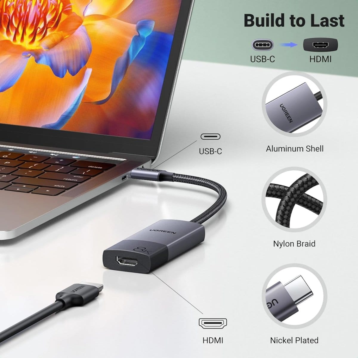 UGREEN USB Type C To HDMI 2.1 Adapter 8K@60Hz / 50338 - متجر نصر